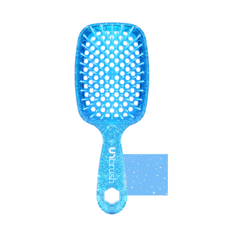 UNbrush Glitter Detangling Hair Brush in Sapphire Blue Swatch Front View