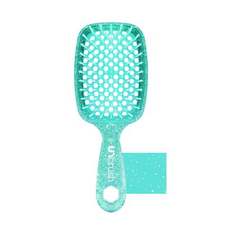 UNbrush Glitter Detangling Hair Brush in Turquoise Teal Swatch Front View