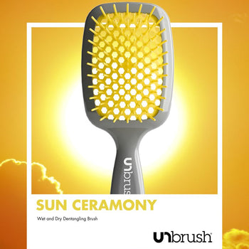 UNbrush Detangling Hair Brush in Sun Ceremony Yellow Swatch Front View