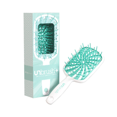 UNbrush Plus Mint Swirl Hair Brush with packaging