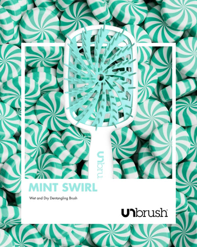 UNbrush Plus Mint Swirl Hair Brush polaroid background