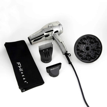 Platform Nano Lite Pro 1900 Hair Dryer - Limited Chrome Collection - Grey Chrome - Front View