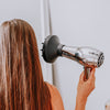 Model using the Platform 1900 Hair Dryer with the diffuser attachment